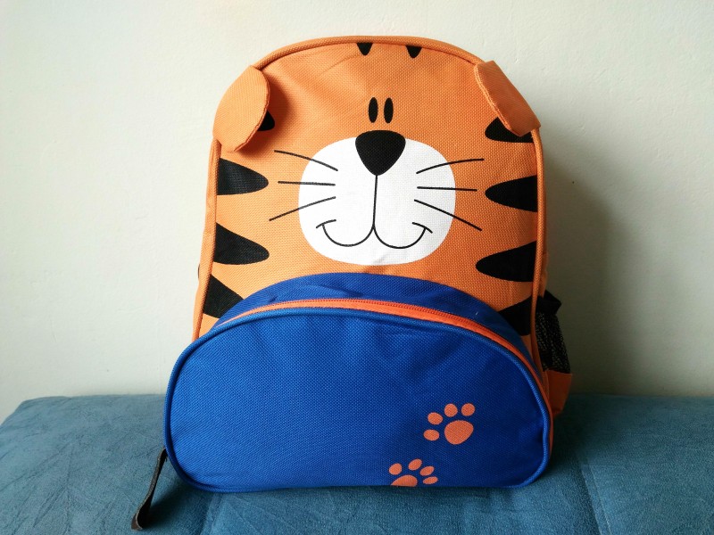 MOCHILA INFANTIL ANIMAIS ZOO BICHO TIGRE PEGADAS