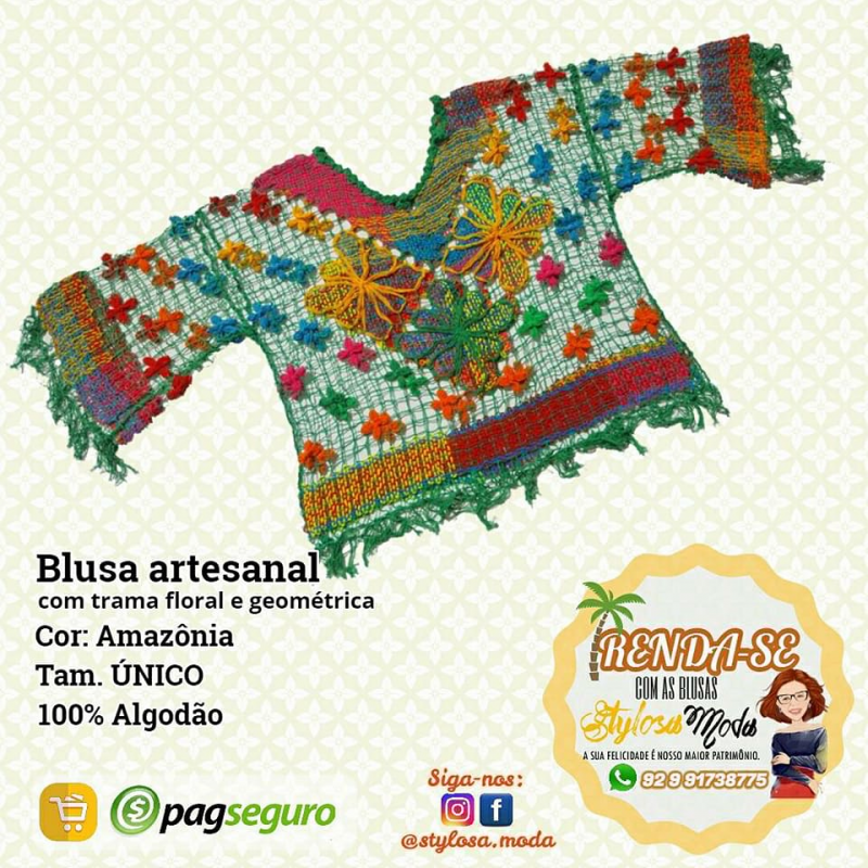 Blusa Confeccionada a mão COLORIDAS