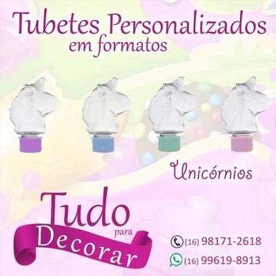 Tubetes em formato de unicórnio pct c/ 10un.
