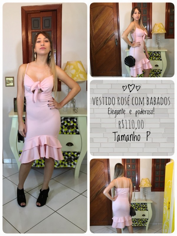 Vestido Rosé Com Babados
