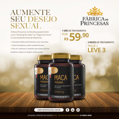 Maca Peruana + Óleo de Cártamo 1000mg - 1 mês de tratamento