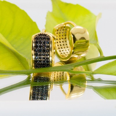 BRINCO ARGOLA ZIRCONE NEGRA-101222