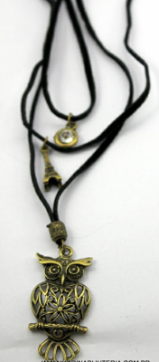 Colar Trio Chocker Coruja Vazada