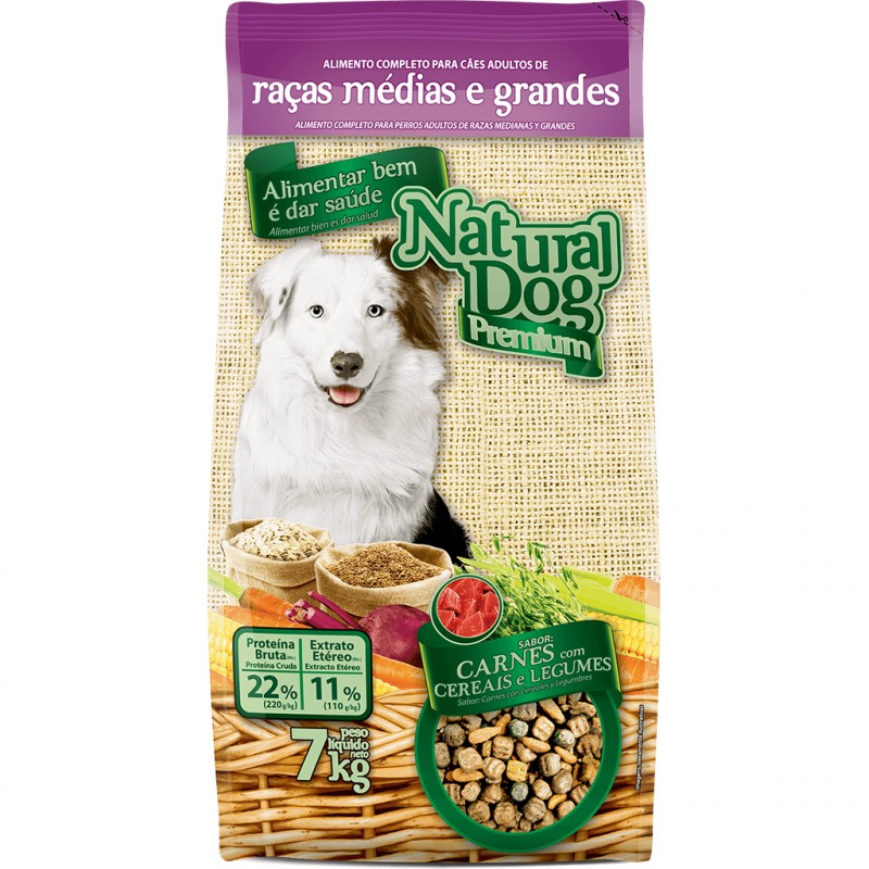 Natural Dog Premium Adultos Raças Médias e Grandes - 7kg