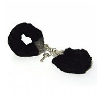 Algema de metal com pelúcia preta