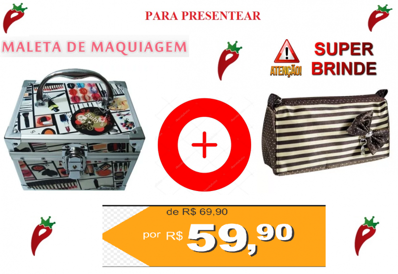 PROMOÇÃO - Maleta Maquiagem Pic Make Rubys + BRINDE
