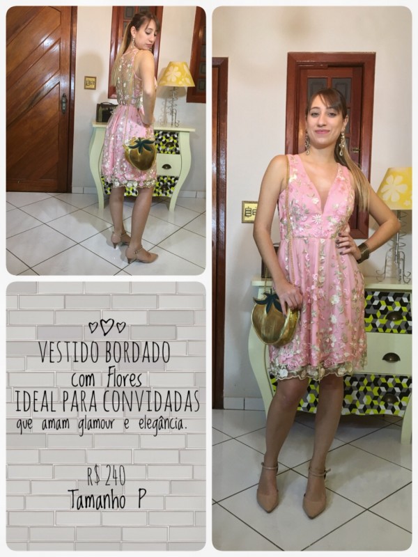 Vestido bordado com flores