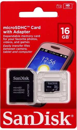 Cartão de Memória 16 Gb Micro SDHC Classe 4 + Adaptador Sandisk