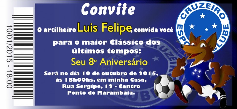 Convite Ingresso cruzeiro