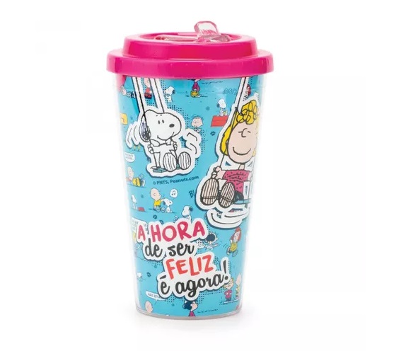 COPO COM CANUDO RETRÁTIL SNOOPY