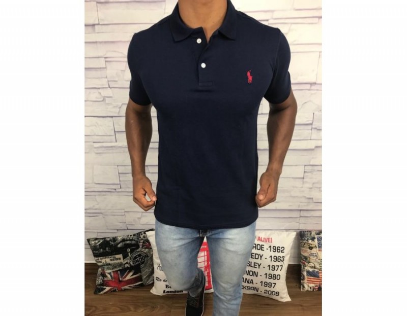 POLO RALPH LAUREN AZUL MARINHO COM CAVALO VERMELHO