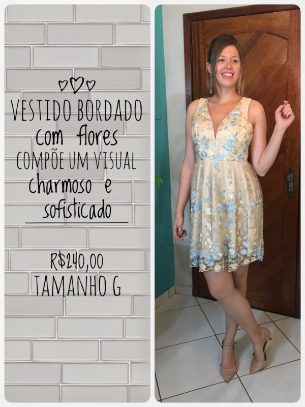 Vestido bordado com flores