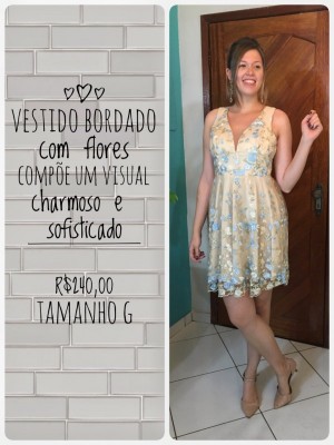 Vestido bordado com flores