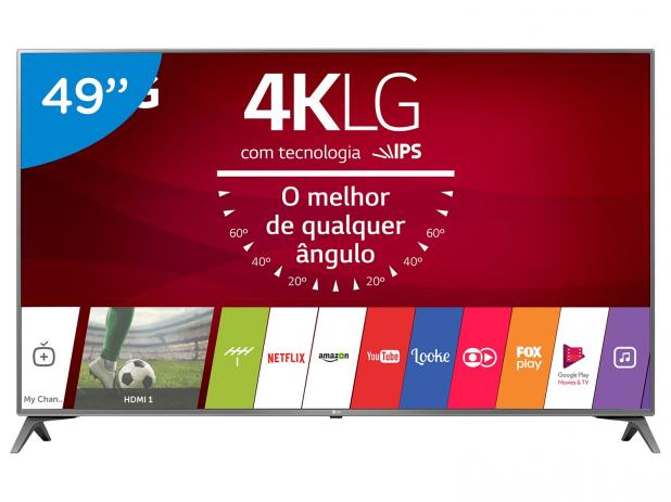 Smart TV LED 49” LG 4K/Ultra HD 49UJ6565 webOS - Conversor Digital 2 USB 4 HDMI