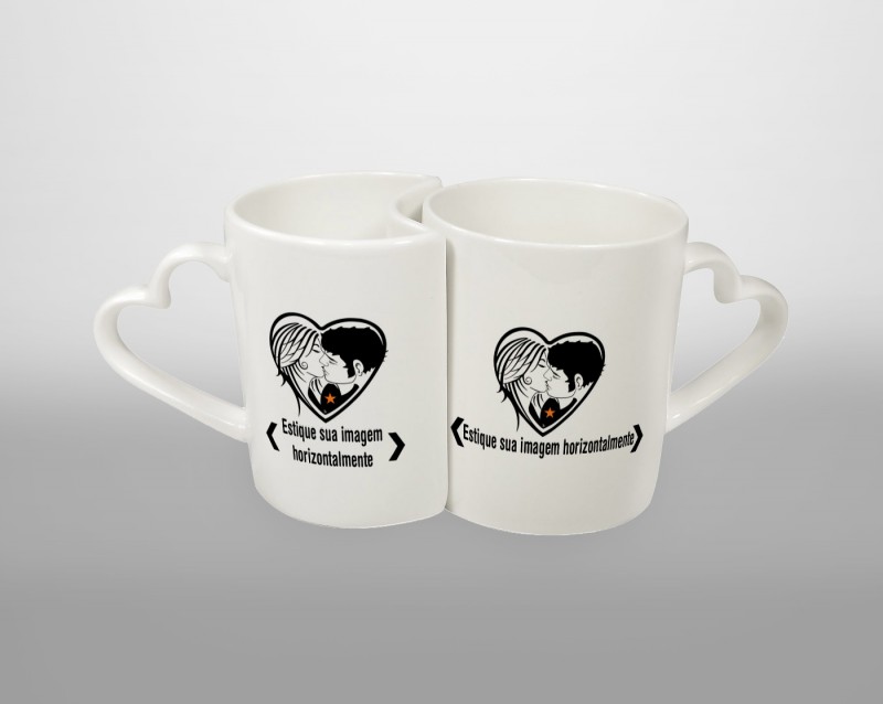 CANECA DUPLA COM ALÇA DE CORAÇÃO