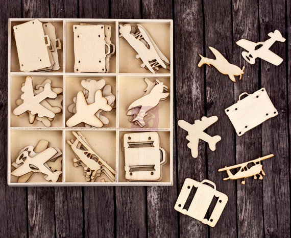 Wood Embellishments 36 pieces - Prima Marketing