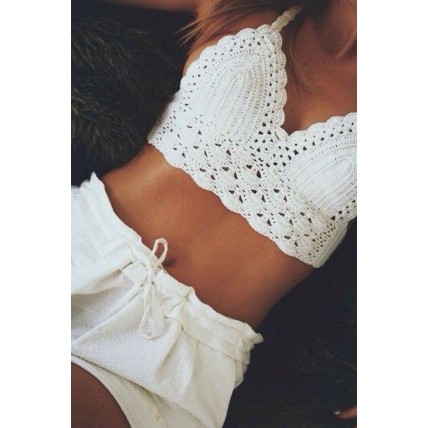 Blusa Cropped Top de Crochet