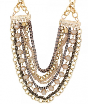 COLAR DOURADO JEWELED MARROM