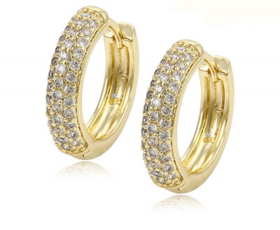 LINDO BRINCO ARGOLA MICRO ZIRCONIA FOLHEADO A OURO -92248