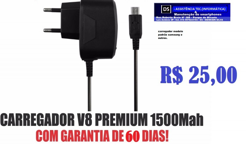 Carregador V8 Premium 1500 Mah ( samsung e outros )