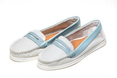 Mocassim floater 100% couro legitimo - BRANCO/AZUL BB
