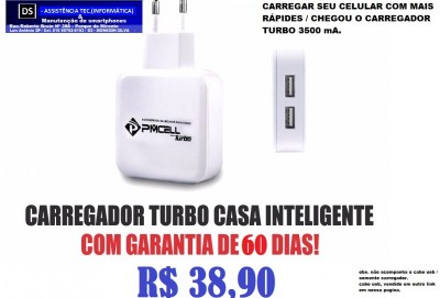 Carregador Turbo de Tomada / casa ( inteligente 3500 Mah )  Mega Rápido