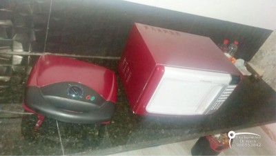 envelopamento microondas e sanduicheira vermelho bordo