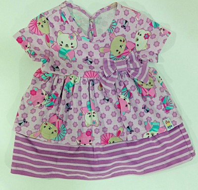 VESTIDO MALHA BEBE BABADO LILAS E AMARELO COD 44633