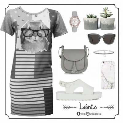 Vestido Coelho Cinza Mescla