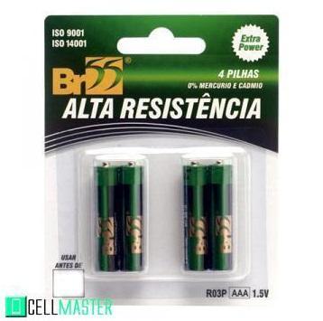 PILHA PALITO COMUM ENCARTELADA C/4 R03P AAA 1.5V