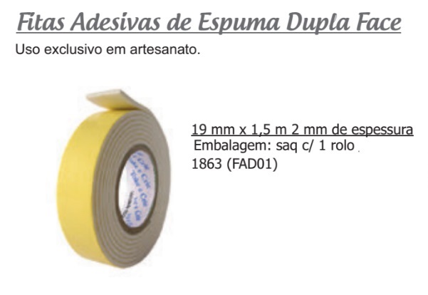 Fita Adesiva de Espuma Dupla Face, 1,5m - Toke e Crie