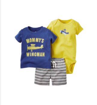 Conjunto infantil Carters menino 3peças 12 meses