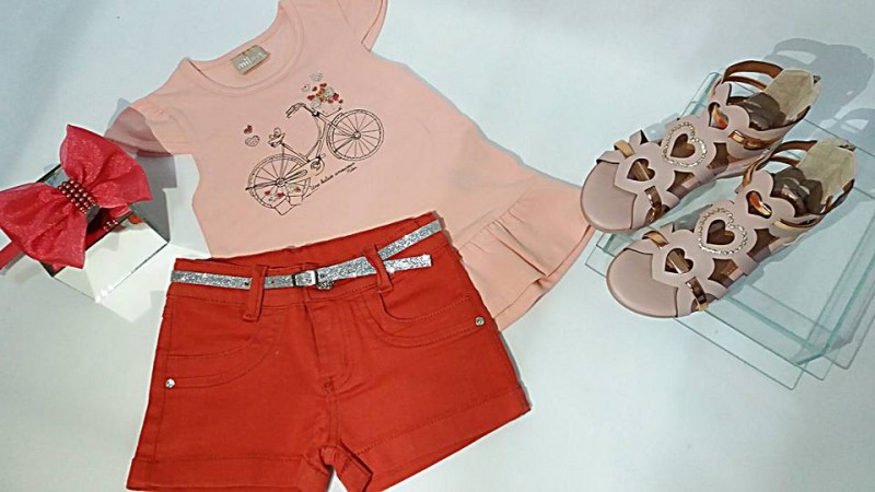 SHORTS JEANS LARANJA C/CINTO COD 65108