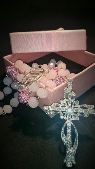 TERÇO DE NOIVA - CRISTAL ROSA