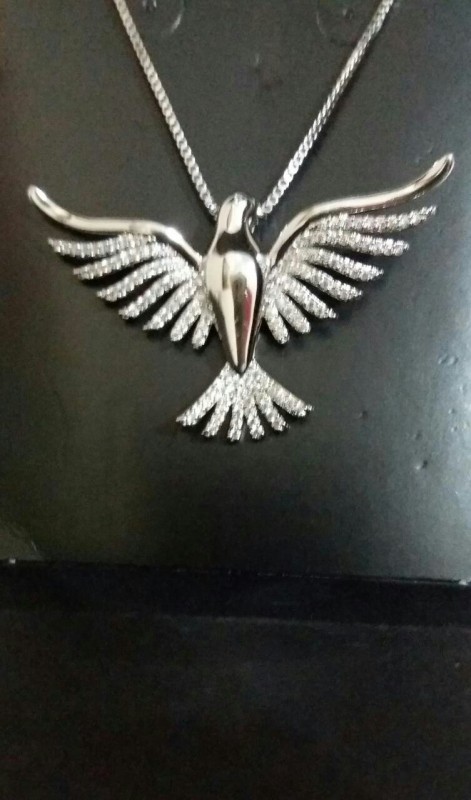Colar Espirito Santo no Banho de Ródio Branco