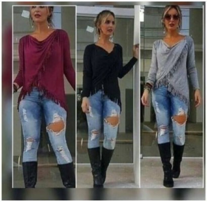 BLUSA DE FRANJA MANGA LONGA