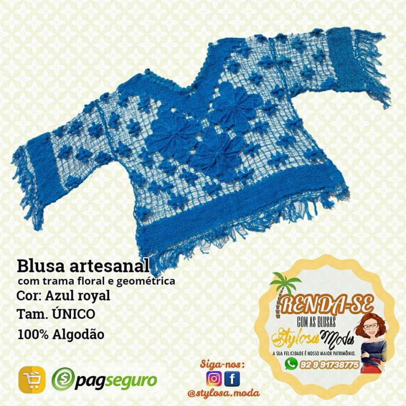 Blusa Confeccionada a mão AZUL