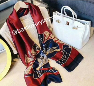 Lenço Burberry Bordeaux / Gold 100% Seda