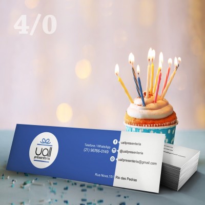 1000 Cartões 05x18, Supremo 250gr, UV Total 1/0