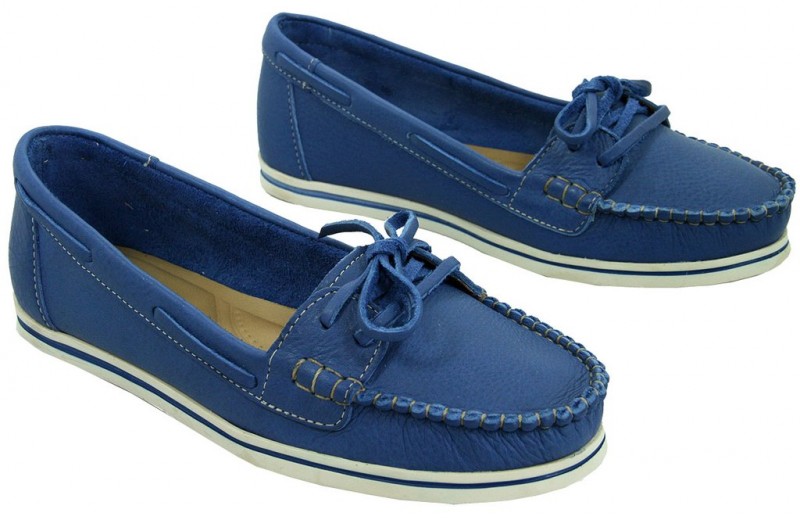 Mocassim 100% Couro Legítimo (Couro Liso) - AZUL