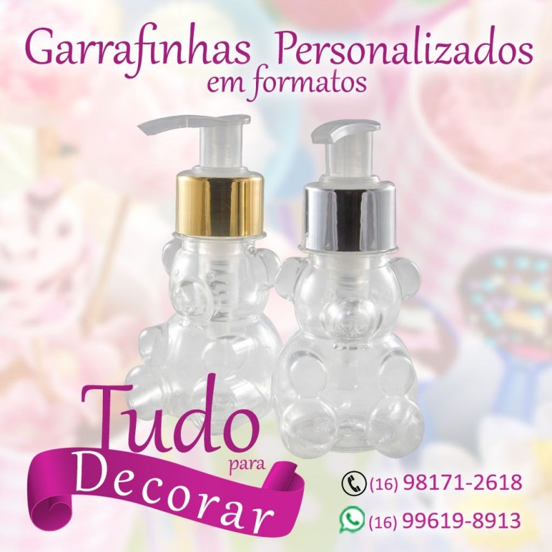 Frasco para sabonete líquido 50 ml urso kit com 10 unid.