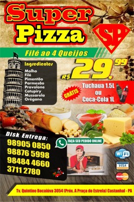 Pizza de filé ao 4queijos