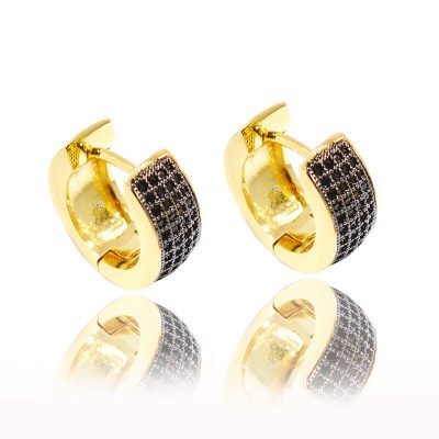 Brinco argola zirconia negra-5520