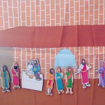 Painel em tecido lição - Dentro da casa