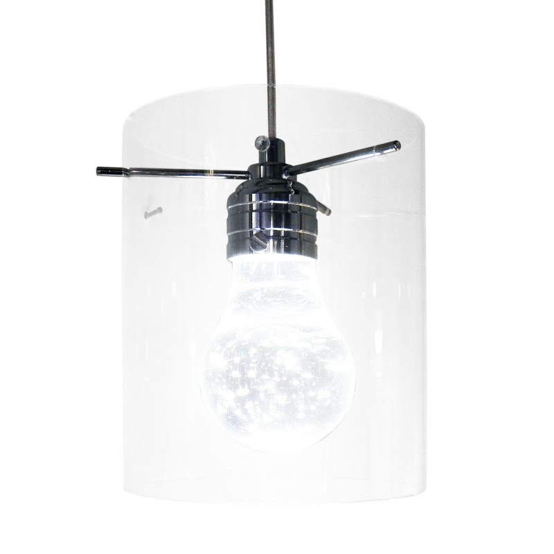 Pendente Cromado com Vidro e Lâmpada com Gel