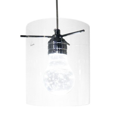 Pendente Cromado com Vidro e Lâmpada com Gel
