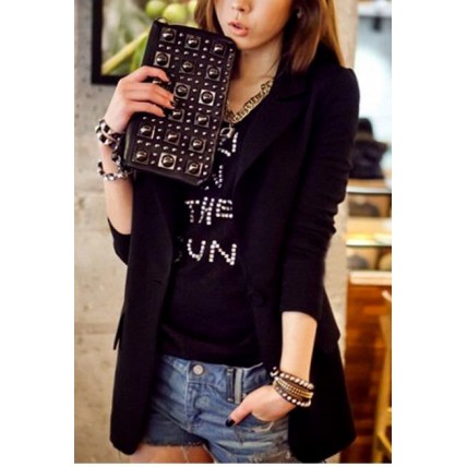 Blazer Chiffon Top Design Preto