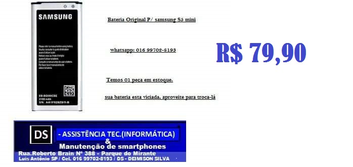 Bateria P/ samsung Galaxy S5 mini Sm-G800h