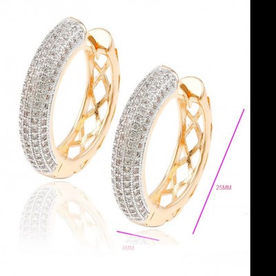 brinco argola zirconia folheado ouro-9221