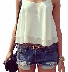 Top Cropped Duplo Babado Chiffon - Lindo Top Blusa Chiffon